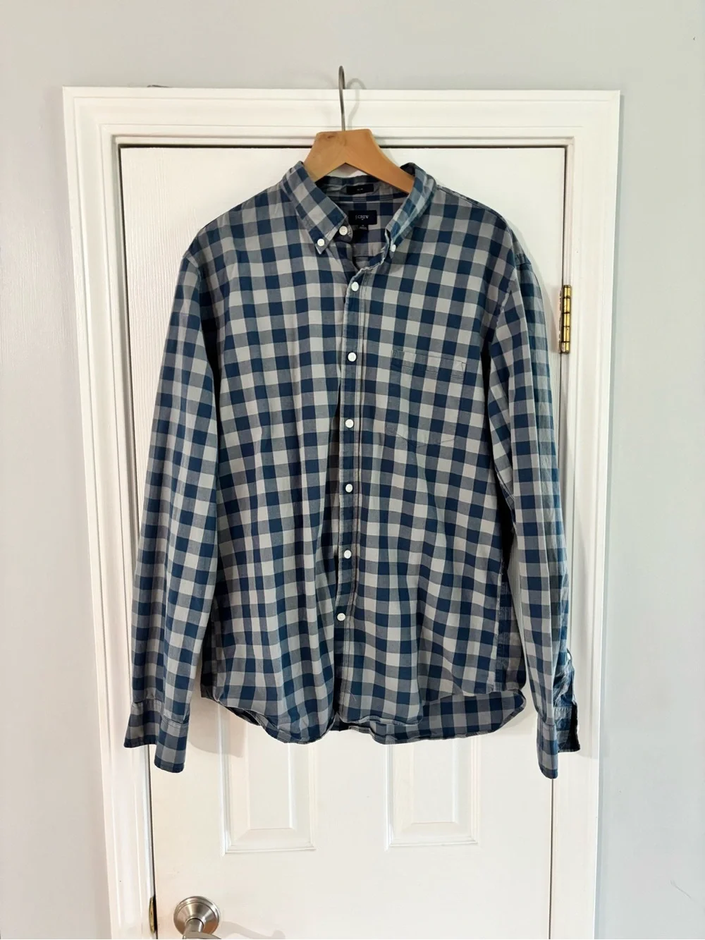 J. Crew Men's Blue Check Button-Down Shirt